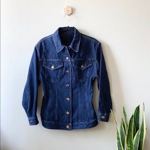 GOLDSIGN Fitted Waist Dark Denim Jacket